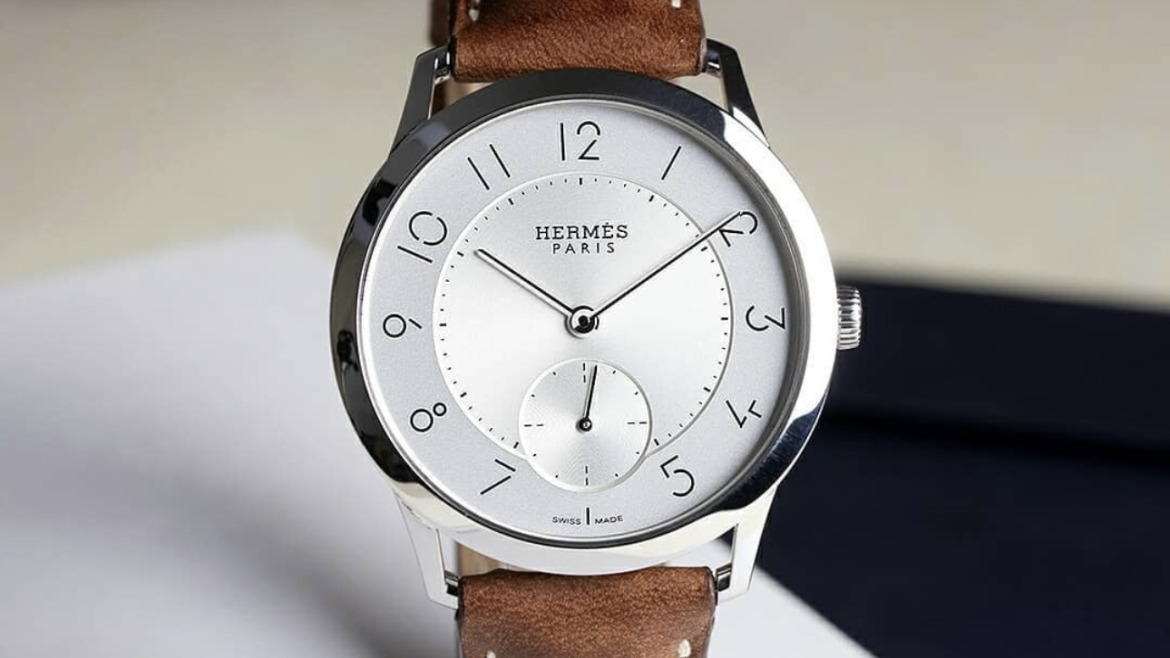 Bracelet Montre Veau Bombé Gold Ecrue Hermès Slim