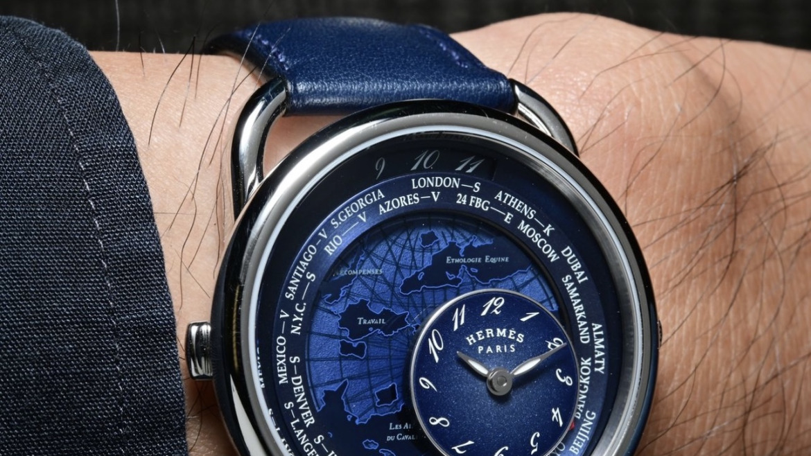 Bracelet Montre Veau Sellier Bleu Hermès Arceau Le Temps Voyageur