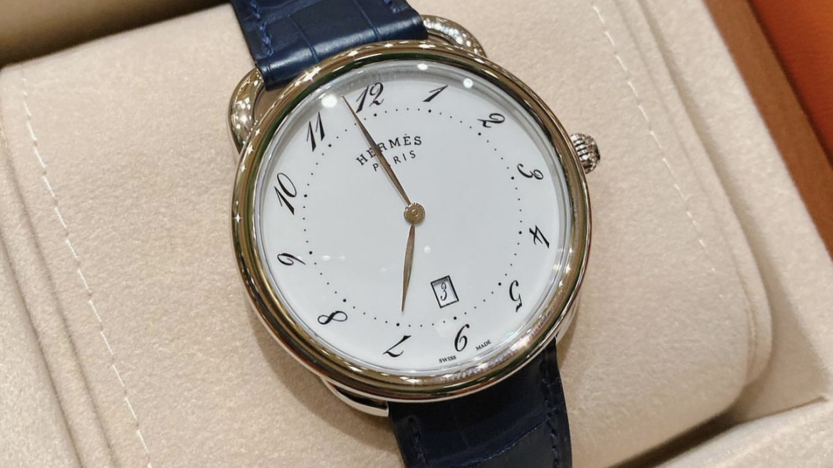 Bracelet de Montre Alligator Bleu Hermès Arceau