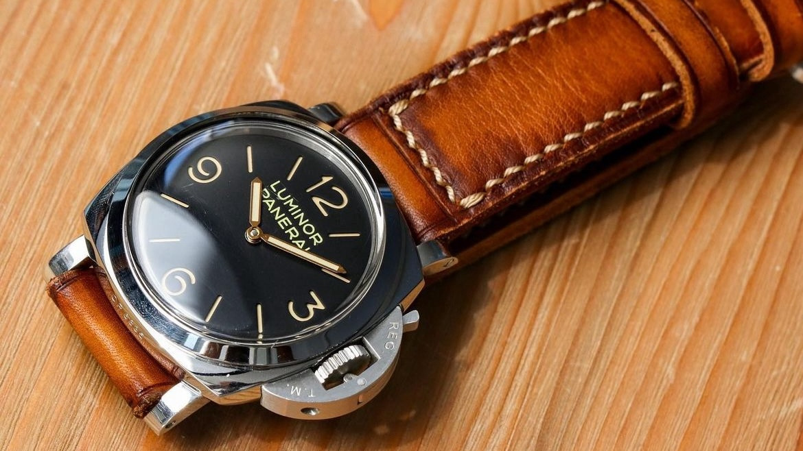 Bracelet Montre Veau Vintage Cognac Ecrue Panerai Luminor PAM 111