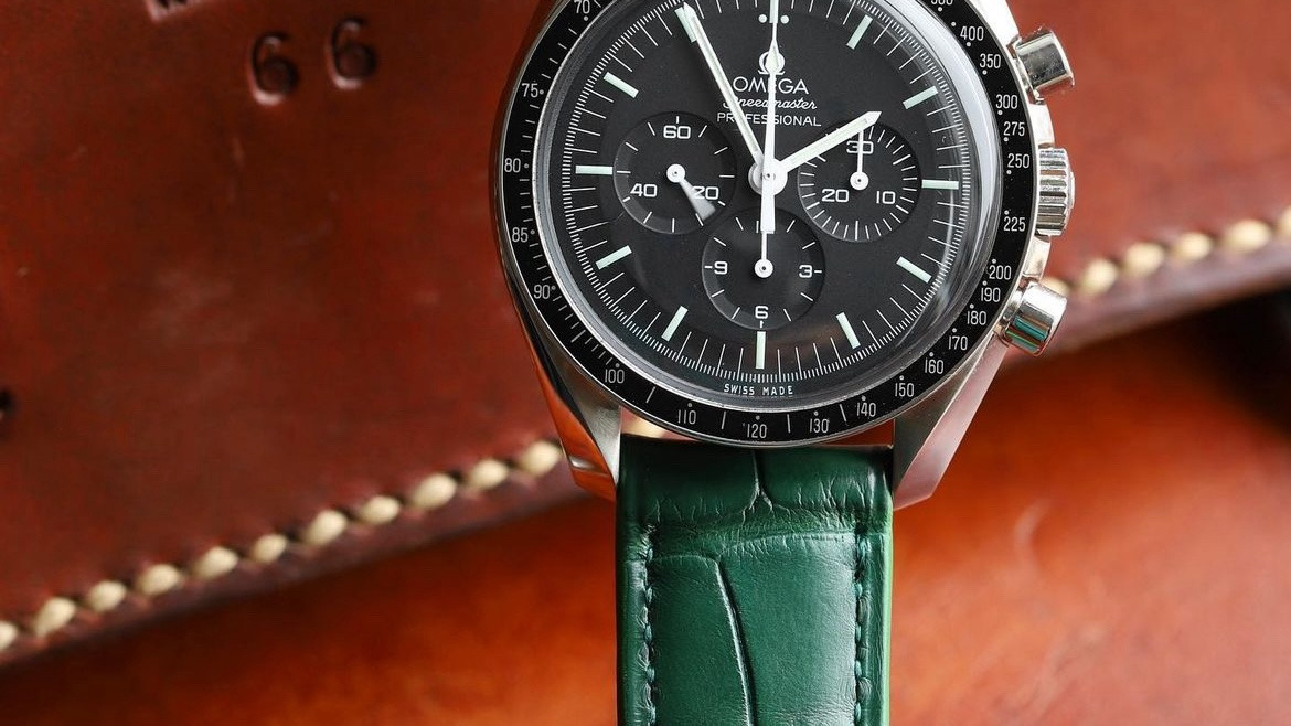 Bracelet de Montre Alligator Vert Omega Speedmaster MooWatch