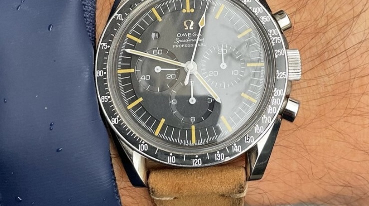 Bracelet Montre Ethnic Veau Nubuck Gold Couture Ecrue - Omega Speedmaster Professional Vintage