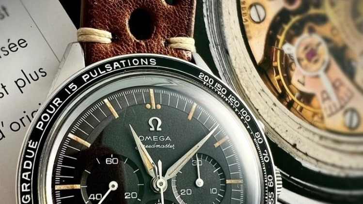 Bracelet Montre Ethnic Racing Veau Marron Couture Ecrue - Omega Speedmaster Professional