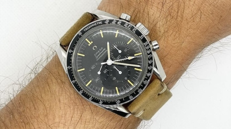 Bracelet Montre Ethnic Veau Nubuck Beige Couture Ecrue - Omega Speedmaster Professional