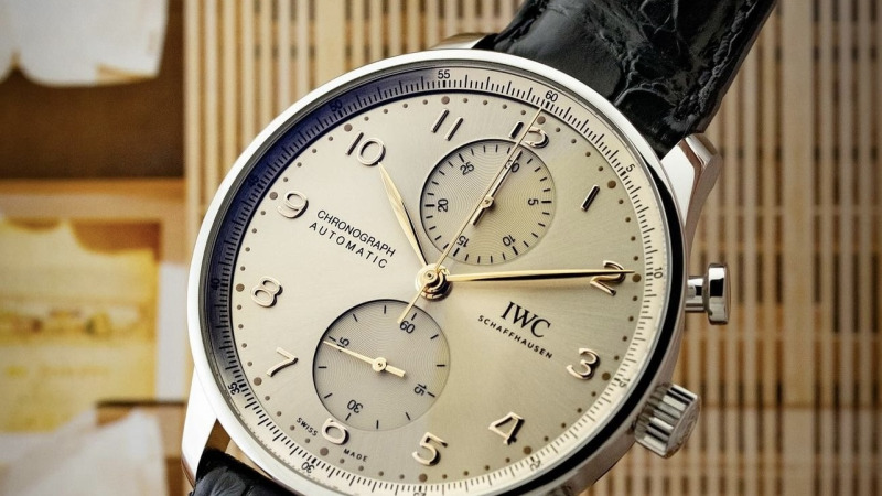 Bracelet Montre Alligator Noir - IWC Portugieser  Chronographe