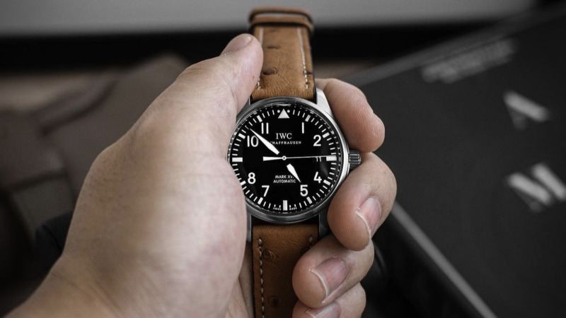 Bracelet Montre Autruche Gold Couture Ecrue - IWC Pilot Mark XVI