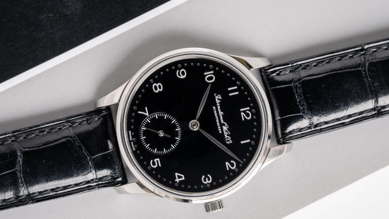 Bracelet Montre Alligator Noir - IWC Portugaise