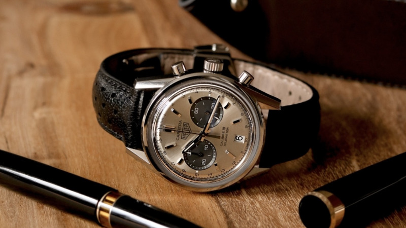 Bracelet Montre Veau Racing Noir - Heuer Heritage Chrono Calibre 18