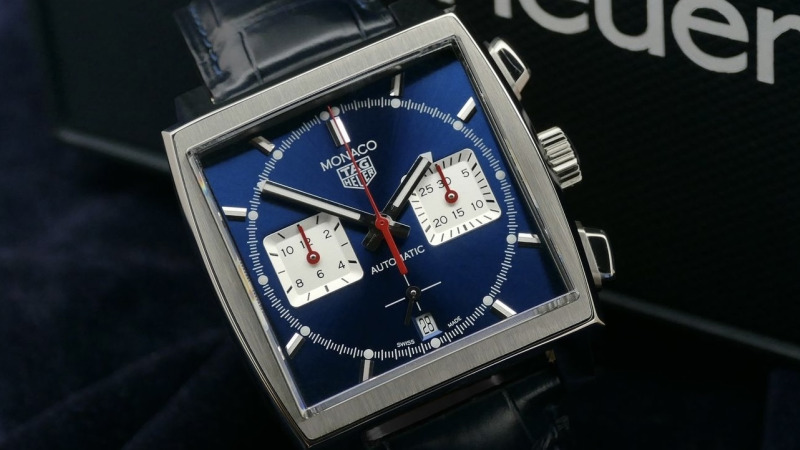 Bracelet Montre Alligator Bleu Marine - TAG Heuer Monaco