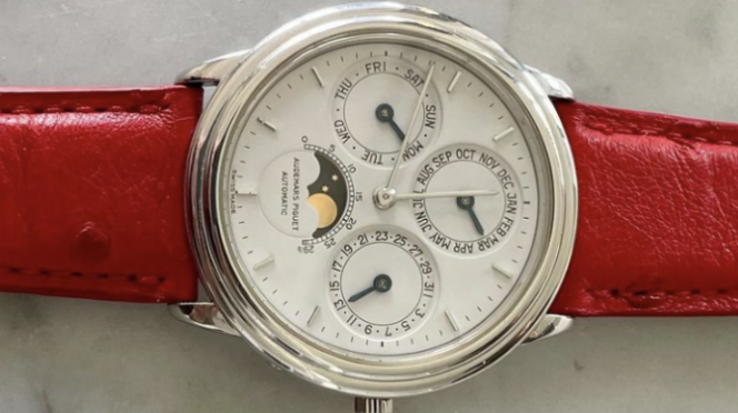 Bracelet Montre Autruche Rouge - Audemars Piguet Quantieme Perpetual