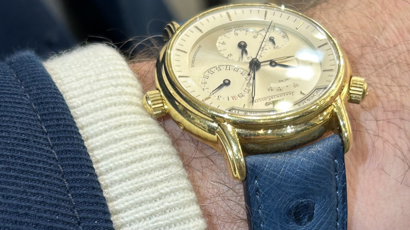 Bracelet Montre Autruche Bleu Jeans - Jaeger LeCoultre Master Control Geographic
