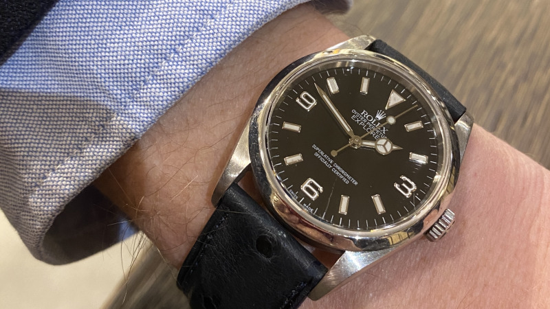 Bracelet Montre Autruche Bleu Gris - Rolex Explorer