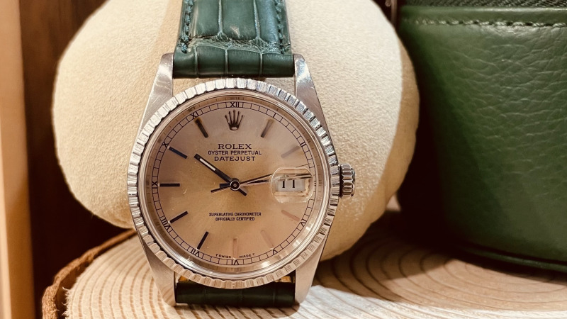 Bracelet Montre Alligator Vert - Rolex Date just