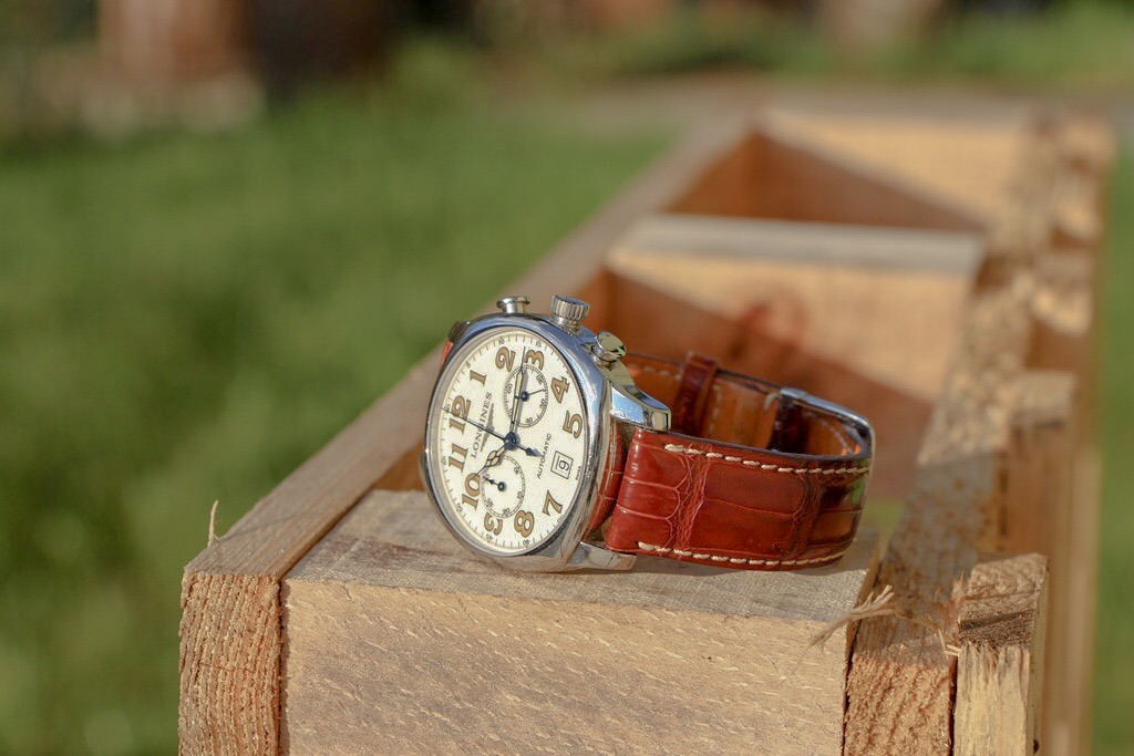 Bracelet montre Longines Chronographe Bracelet cuir alligator